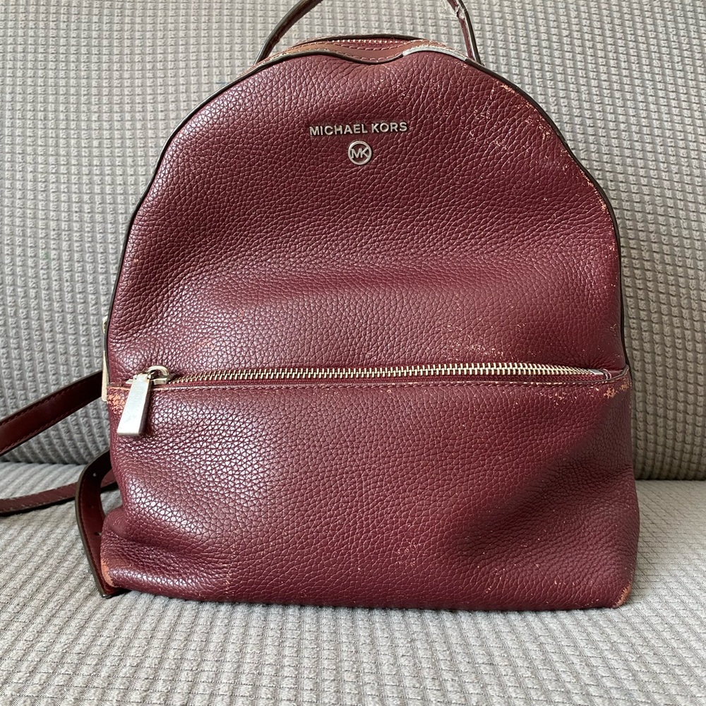 Michael Kors Burgundy Leather Backpack